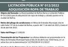 LICITACION PUBLICA N 012/2022_ ADQUISICION ROPA DE TRABAJO