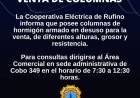 COOPERATIVA ELECTRICA LIMITADA DE RUFINO:  VENTA DE COLUMNAS