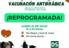 REPROGRAMACION: VACUNACION ANTIRRABICA PARA EL LUNES 21 DEJULIO