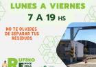 PLANTA DE RECICLADO DE RUFINO: NUEVO HORARIO