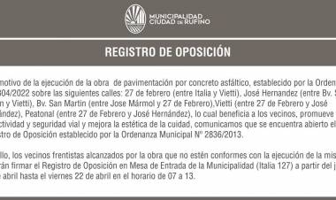 REGISTRO DE OPOSICION