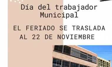 FERIADO POR EL DIA DEL TRABAJADOR MUNICIPAL