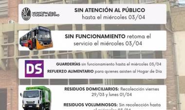SERVICIOS PARA EL FIN DE SEMANA LARGO
