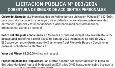 LICITACION PUBLICA N° OO3/2024