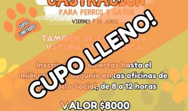 CUPO LLENO PARA CASTRACIONES