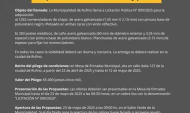 LICITACION PUBLICA N|009/2025:ADQUISICION NOMENCLADORES Y POSTES