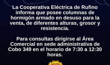 COOPERATIVA ELECTRICA LIM ITADA DE RUFINO:  VENTA DE COLUMNAS