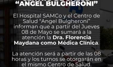 SAMCO RUFINO: NUEVOS SERVICIOS PARA EL "ANGEL BULGHERONI"