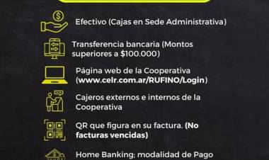 COOPERATIVA  ELECTRICA LIMITADA DE RUFINO: OTROS MEDIOS DE PAGO