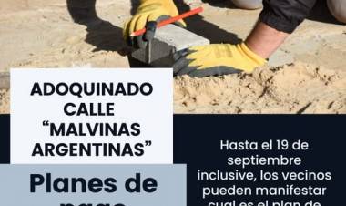 ADOQUINADO EN CALLE MALVINAS ARGENTINAS