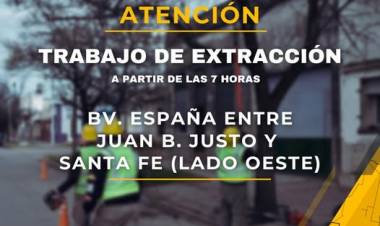 ATENCION: CORTE DE CALLE POR TRABAJOS DE EXTRACCION
