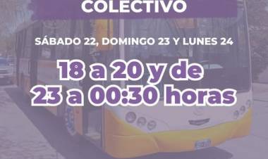 HORARIO COLECTIVO PARA: SABADO, DOMINGO Y LUNES