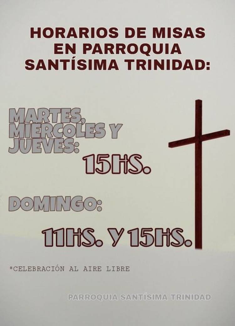 NUEVOS HORARIOS DE MISA EN SANTISIMA TRINIDAD