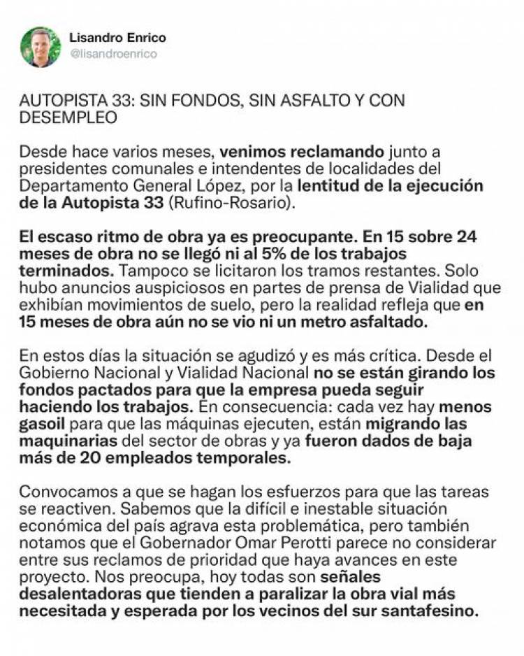 SENADOR LISANDRO ENRICO ESTA EN RUFINO