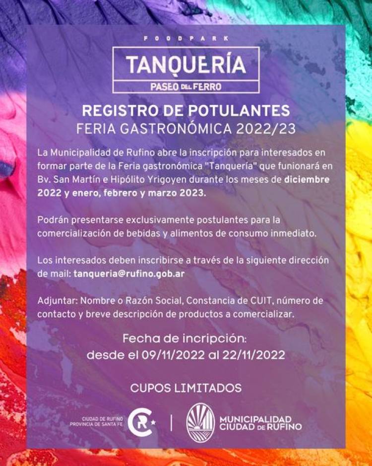 REGISTRO DE POSTULANTES PARA FERIA GASTRONOMICA