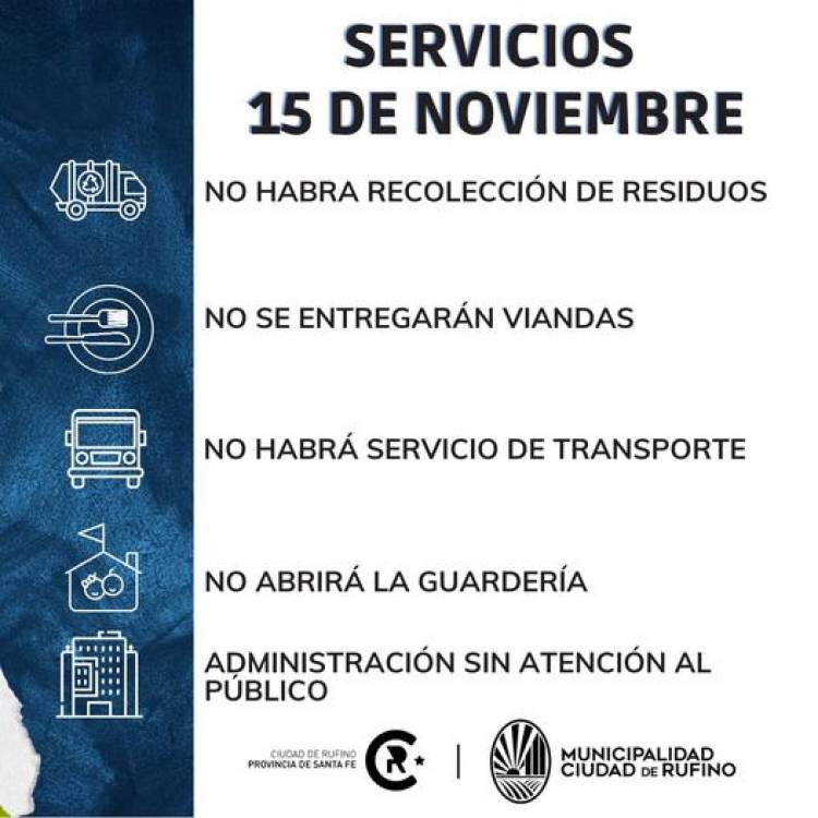 SERVICIOS PARA EL MARTES 15