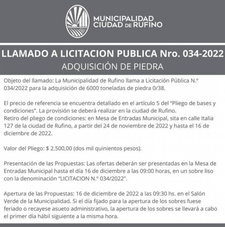 LICITACION PUBLICA N| 034/2022