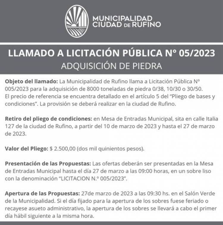 LICITACION PUBLICA N| 005/2023