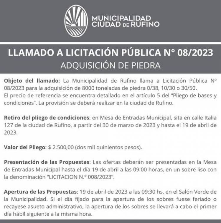 LICITACION PUBLICA N° 008/2023