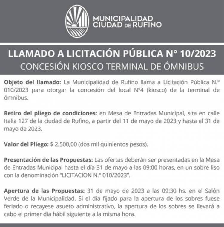 LICITACION PUBLICA N| 010/2023