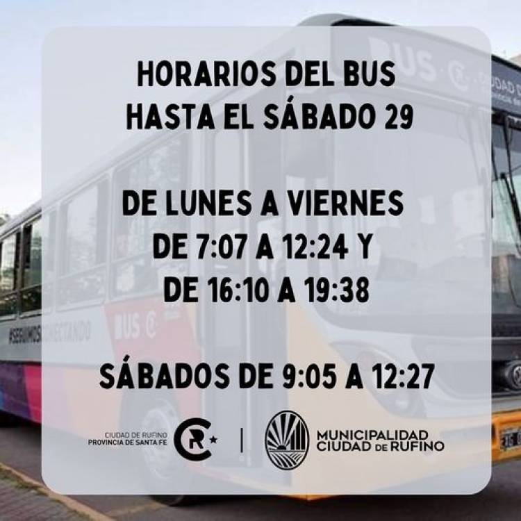 HORARIO DEL BUS DURANTE LAS VACACIONES DE INVIERNO