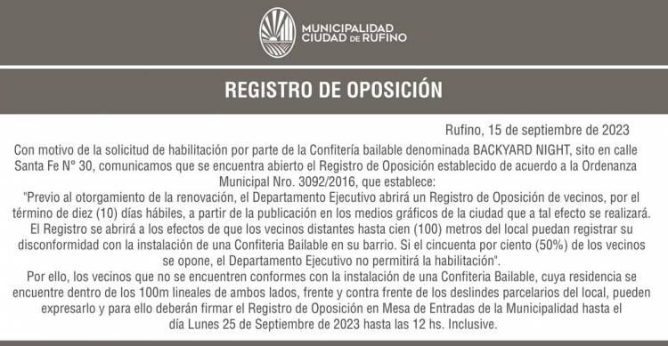 REGISTRO DE OPOSICION