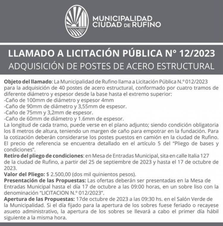 LLAMADO A LICITACION PUBLICA N| 12/0223