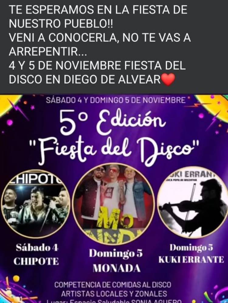 5TA FIESTA DEL DISCO EN DIEGO DE ALVEAR