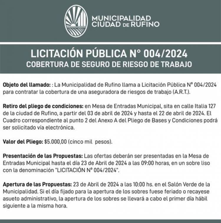 LICITACION PUBLICA N° 004/2024