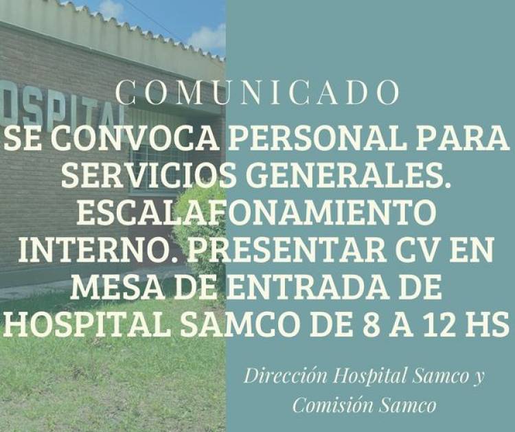 HOSPITAL SAMCO- COMUNICADO IMPORTANTE
