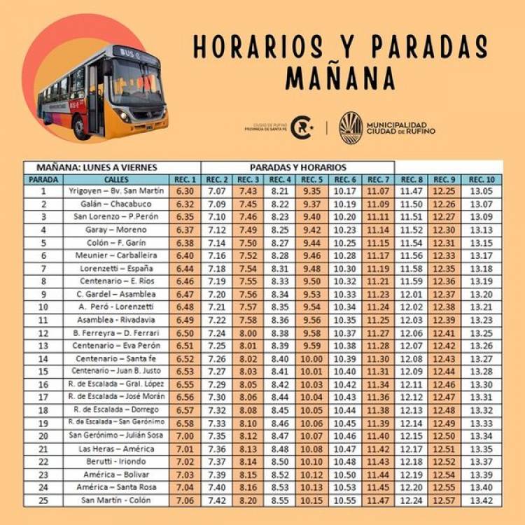 HORARIOS Y PARADAS