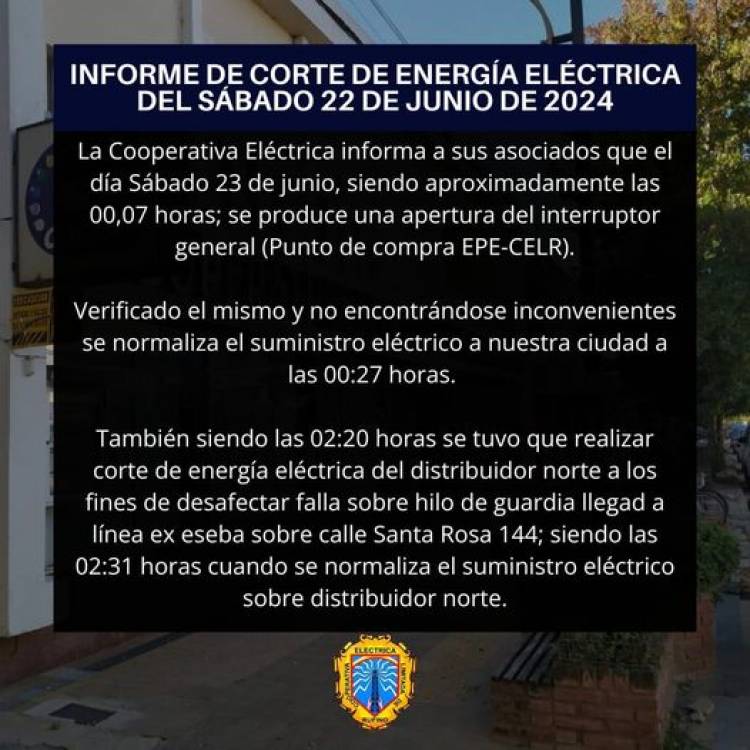 IMPORTANTE: CORTE DE ENERGIA