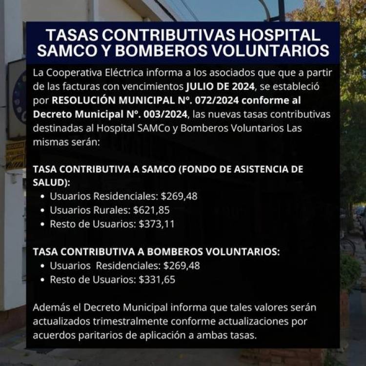 TASAS CONTRIBUTIVAS HOSPITAL SAMCO Y BOMBEROS VOLUNTARIOS