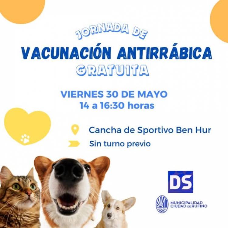 VACUNACION ANTIRRABICA GRATUITA PARA PERROS Y GATOS