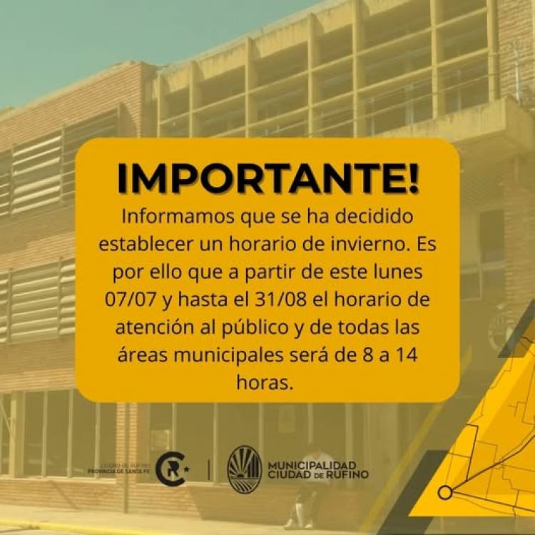 MUY IMPORTANTE: HORARIO DE INVIERNO