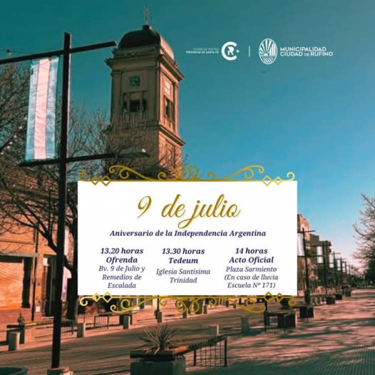 9 DE JULIO: TEDEUM Y ACTO OFICIAL