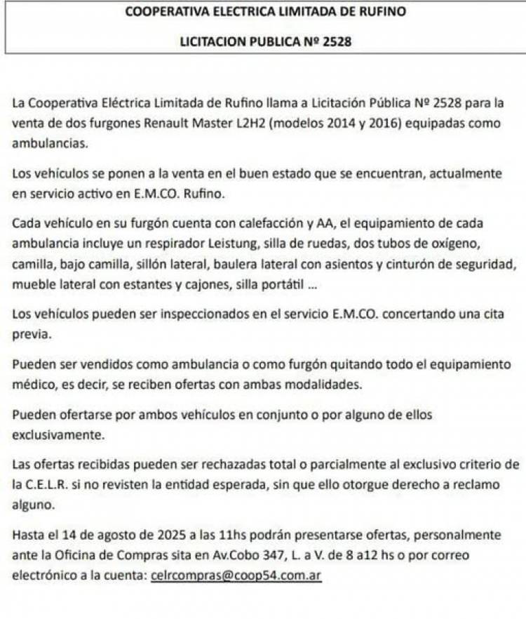 CELR: LICITACION PUBLICA N° 2525