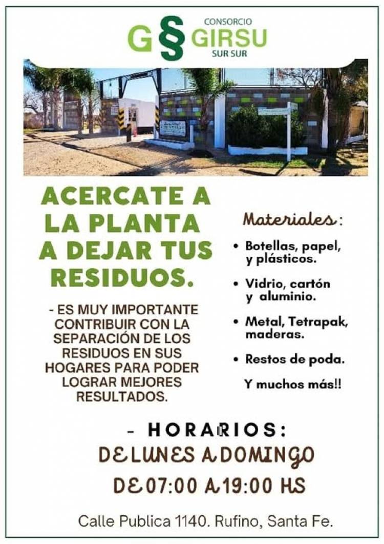 PLANTA RECICLADO RUFINO: ACERCATE