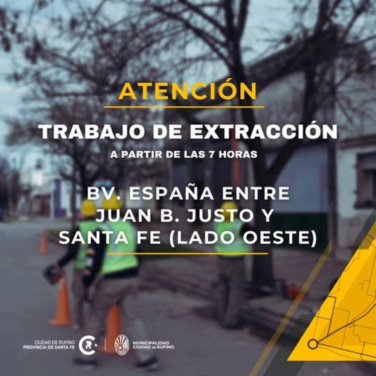 ATENCION: CORTE DE CALLE POR TRABAJOS DE EXTRACCION