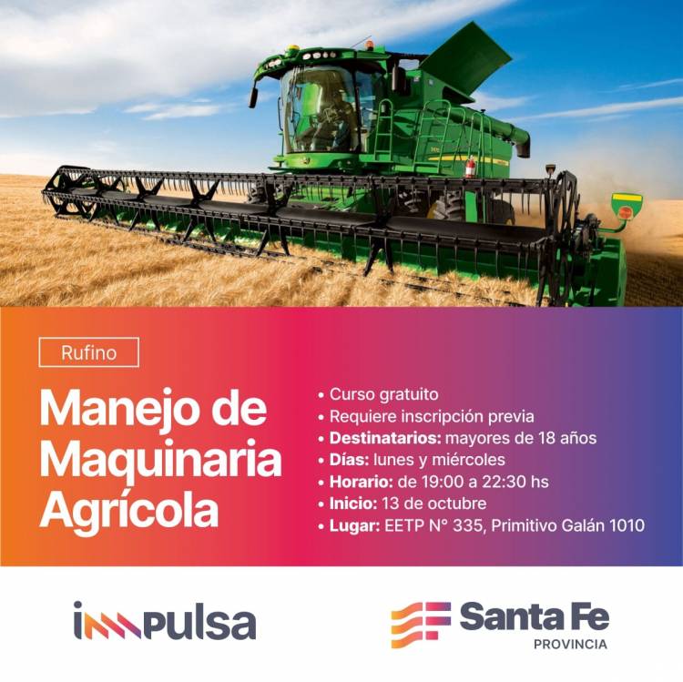 CURSO  ESCUELA AGROTECNICA N° 335: MANEJO MAQUINAS AGRICOLAS