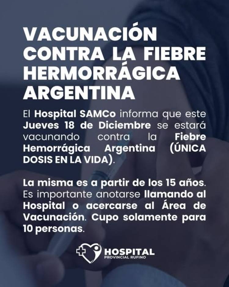 SAMCO RUFINO: VACUNACION FIEBRE HEMORRAGICA