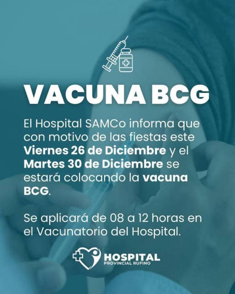 HOSPITAL SAMCO: VACUNA BCG RECIEN NACIDO