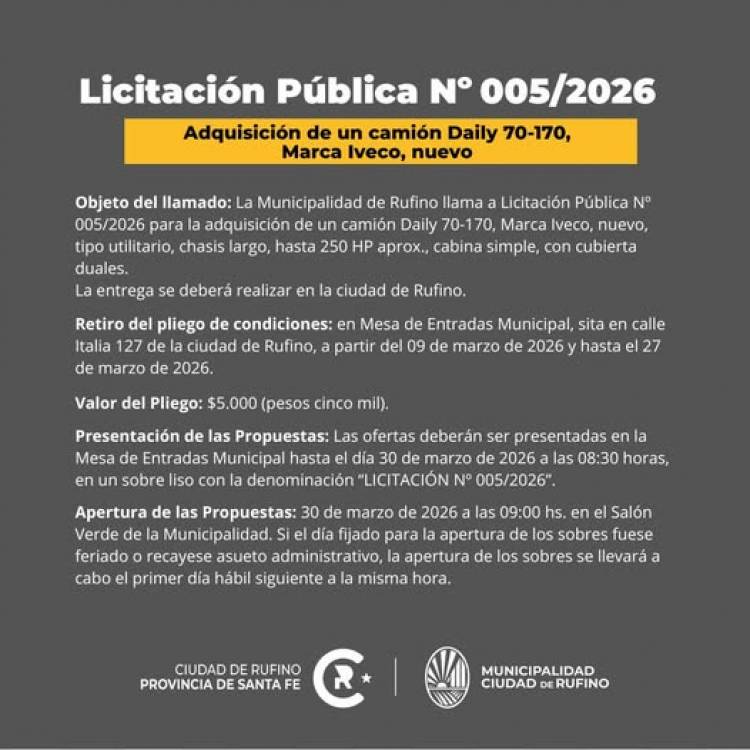 LICITACION PUBLICA N° 005/2026