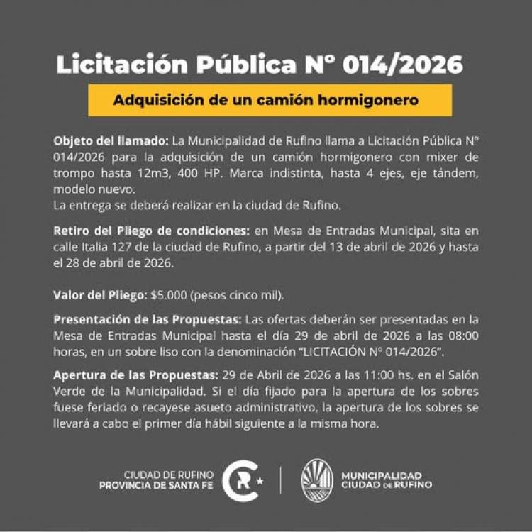 LICITACION PUBLICA  N° 14/2026