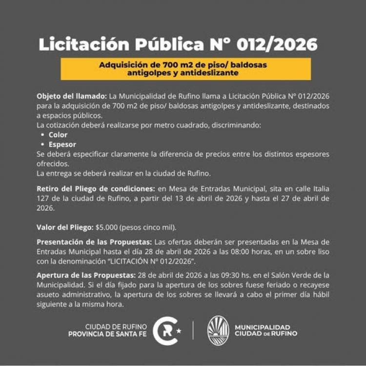 LICITACION PUBLICA N° 12/2026