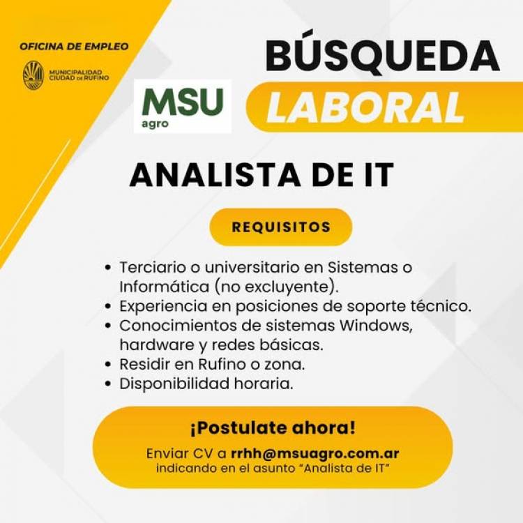 BUSQUEDA LABORAL: MSU AGRO