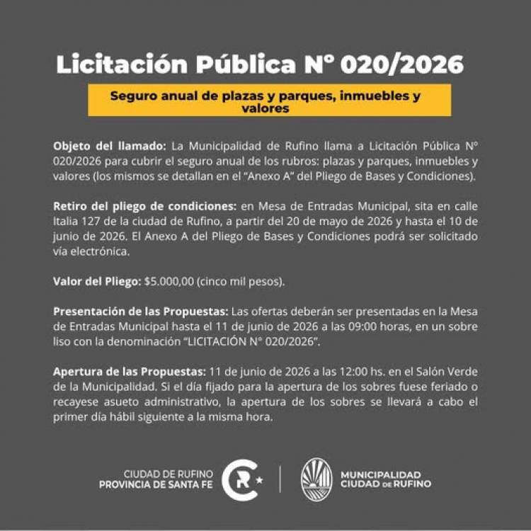 LICITACION PUBLICA N| 20/2026